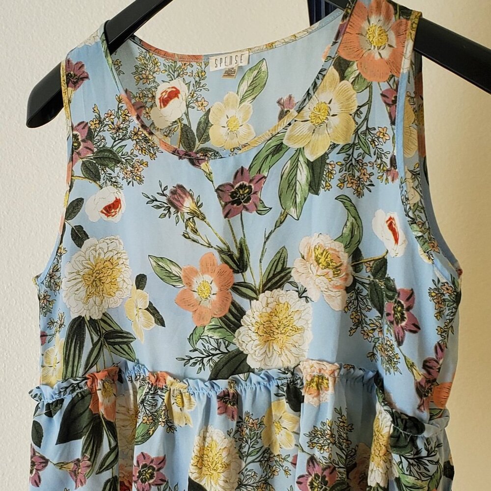 Women's Floral Top, Ruffled and Fun - Size L